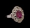 GIA Cert 2.53 ctw Ruby and Diamond Ring - 14KT White Gold