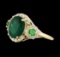 4.24 ctw Emerald, Tsavorite and Diamond Ring - 14KT Yellow Gold