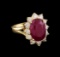 GIA Cert 6.10 ctw Ruby and Diamond Ring - 14KT Yellow Gold