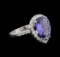 4.81 ctw Tanzanite and Diamond Ring - 14KT White Gold