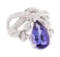 4.72 ctw Tanzanite and Diamond Ring - 14KT White Gold