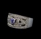 0.28 ctw Tanzanite and Diamond Ring - 14KT White Gold