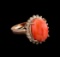 6.30 ctw Coral and Diamond Ring - 14KT Rose Gold