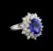 3.50 ctw Tanzanite and Diamond Ring - 14KT White Gold