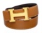 Hermes Tan Leather Reversible Constance H Belt 60
