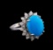 5.16 ctw Turquoise and Diamond Ring - 14KT White Gold