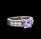 1.38 ctw Tanzanite and Diamond Ring - 14KT White Gold