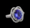 4.69 ctw Tanzanite and Diamond Ring - 14KT White Gold