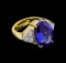 9.52 ctw Tanzanite and Diamond Ring - 18KT Yellow Gold