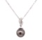 0.25 ctw Diamond and Black Tahitian Pearl Pendant with Chain - 14KT White Gold