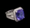 18.39 ctw Tanzanite and Diamond Ring - 14KT White Gold