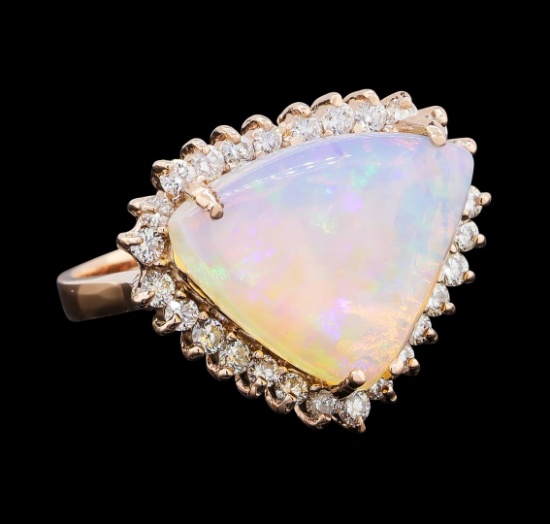 7.51 ctw Opal and Diamond Ring - 14KT Rose Gold