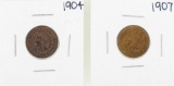 1904 & 1907 Indian Head Cent Coin