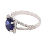 2.59 ctw Sapphire and Diamond Ring - 18KT White Gold