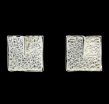 Square Matte Earrings - Rhodium Plated