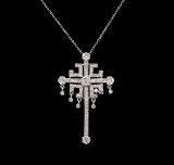 1.00 ctw Diamond Cross Pendant With Chain - 14KT White Gold