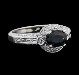 1.51 ctw Sapphire and Diamond Ring - 18KT White Gold