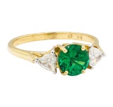 1.57 ctw Emerald And Diamond Ring - 18KT Yellow Gold