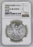 1982Mo Mexico Libertad Onza Doubled Die Reverse Silver Coin NGC MS66