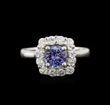 14KT White Gold 1.09 ctw Tanzanite and Diamond Ring