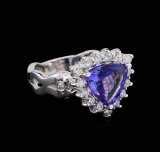 1.95 ctw Tanzanite and Diamond Ring - 14KT White Gold