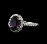 2.66 ctw Purple Sapphire and Diamond Ring - 14KT White Gold