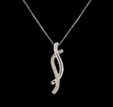 0.13 ctw Diamond Pendant With Chain - 14KT White Gold