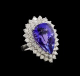 GIA Cert 21.32 ctw Tanzanite and Diamond Ring - 14KT White Gold