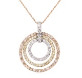 1.70 ctw Diamond Pendant And Chain - 14KT Rose, White And Yellow Gold