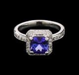 1.75 ctw Tanzanite and Diamond Ring - 14KT White Gold