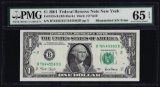 2001 $1 Federal Reserve Note Mismatched Serial Number ERROR PMG Gem Unc. 65EPQ