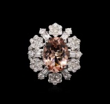 5.15 ctw Morganite and Diamond Ring - 18KT White Gold