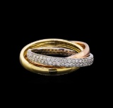 0.70 ctw Diamond Ring - 14KT Tri Color Gold