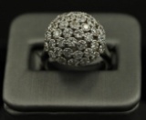 2.50 ctw Diamond Flower Design Ring - 14KT White Gold