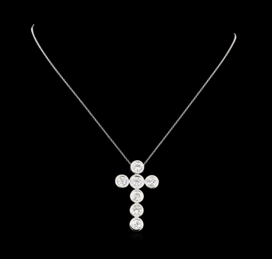 3.79 ctw Diamond Cross Pendant with Chain - 14KT White Gold