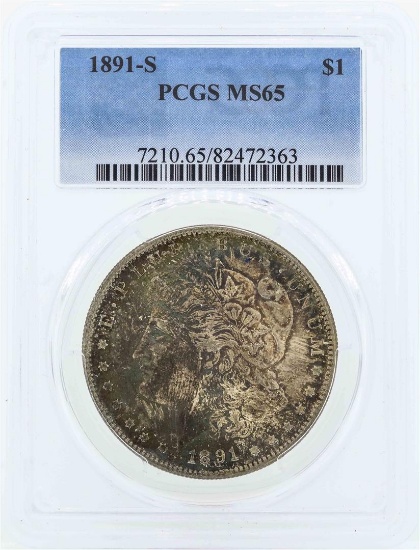 1891-S $1 Morgan Silver Dollar Coin PCGS MS65