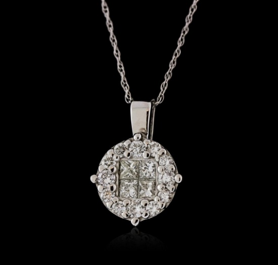 14KT White Gold 0.61 ctw Diamond Pendant with Chain