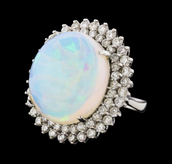 17.42 ctw Opal and Diamond Ring - 14KT White Gold