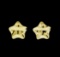 Glossy Star Shaped Post Earrings - Gold Plated