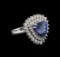 5.38 ctw Tanzanite and Diamond Ring - 14KT White Gold