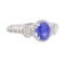 1.64 ctw Sapphire And Diamond Ring - 18KT White Gold