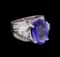 8.85 ctw Tanzanite and Diamond Ring - 14KT White Gold