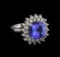 5.63 ctw Tanzanite and Diamond Ring - 14KT White Gold