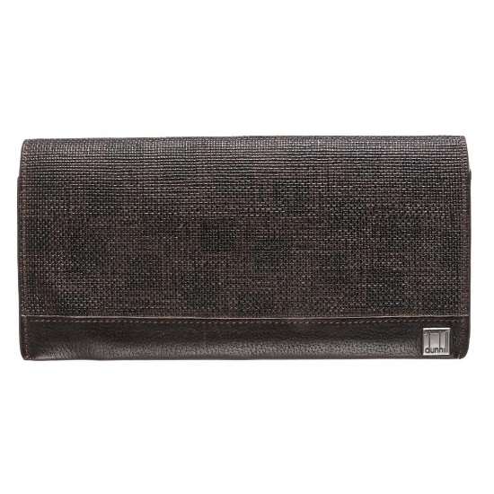 Dunhill Dark Brown Canvas Leather Bifold Long Wallet