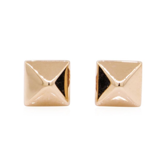 Pyramid Shaped Stud Earrings - 14KT Yellow Gold