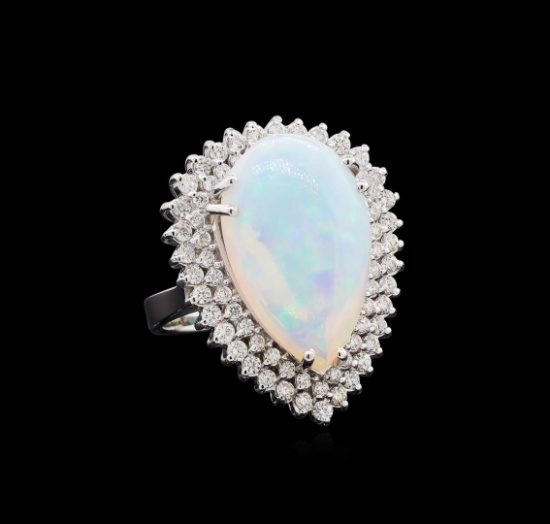 8.65 ctw Opal and Diamond Ring - 14KT White Gold