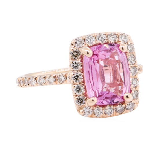 2.43 ctw Pink Sapphire And Diamond Ring - 14KT Rose Gold