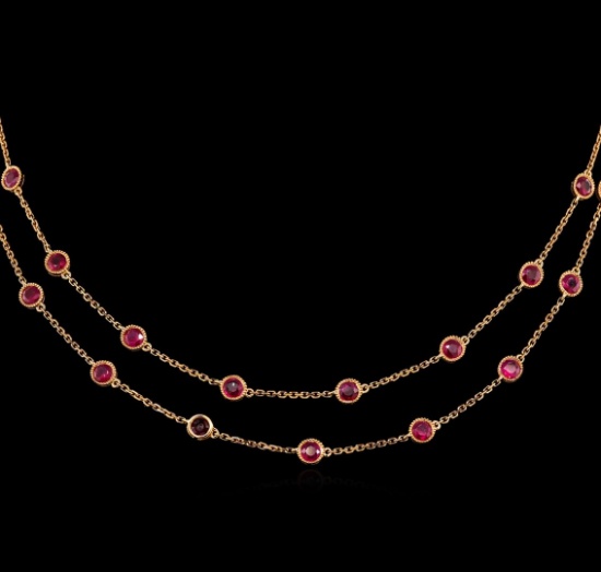 9.57 ctw Ruby Necklace - 18KT Rose Gold