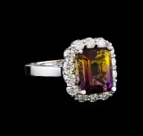 3.50 ctw Ametrine and Diamond Ring - 14KT White Gold