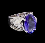 8.85 ctw Tanzanite and Diamond Ring - 14KT White Gold